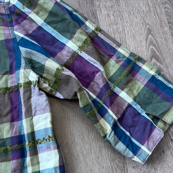 Lemon Grass XL Plaid Multicolor/Purple Zipper Shirt - Picture 11 of 13